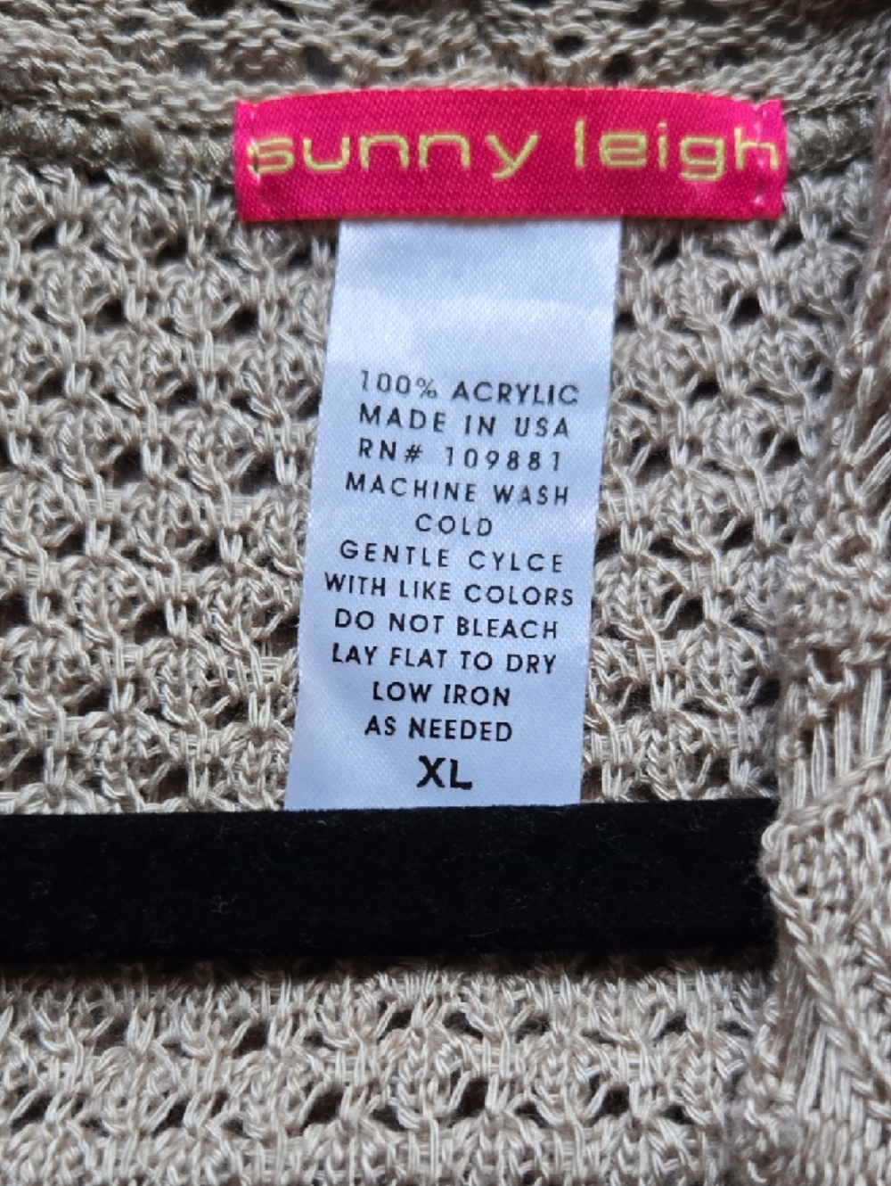 Sunny Leigh Beige Crochet Open-Front Cardigan - Picture 2 of 4